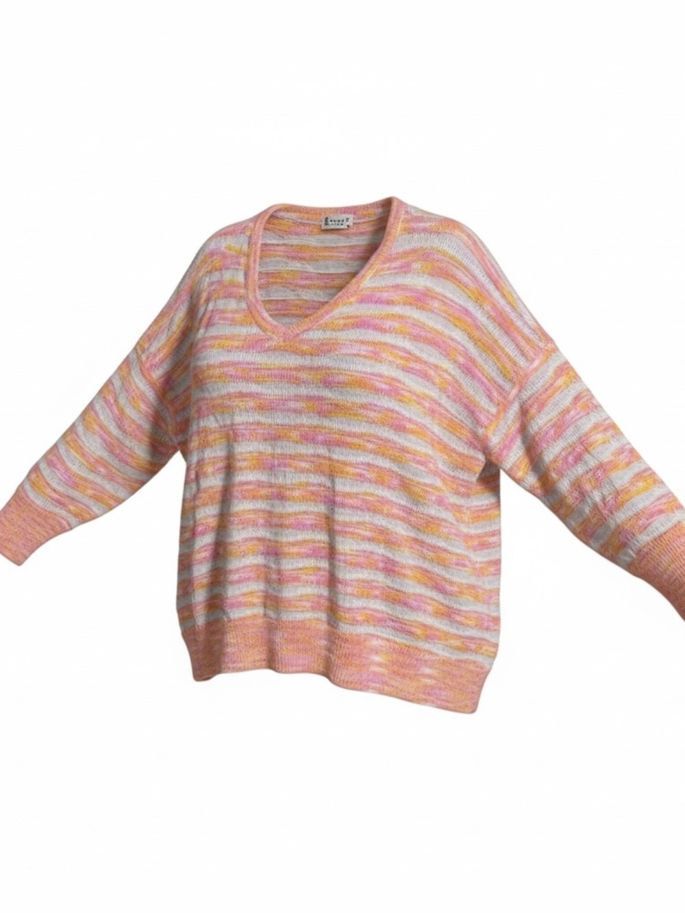 Intimately by Free People Lightweight Pastel Stripe V-Neck Sweater - Pink Multi